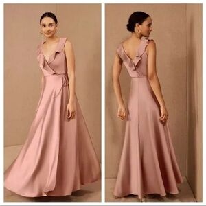 NEW Sachin & Babi DUSTY PINK Tansy Satin Charmeuse Maxi Wrap Dress,